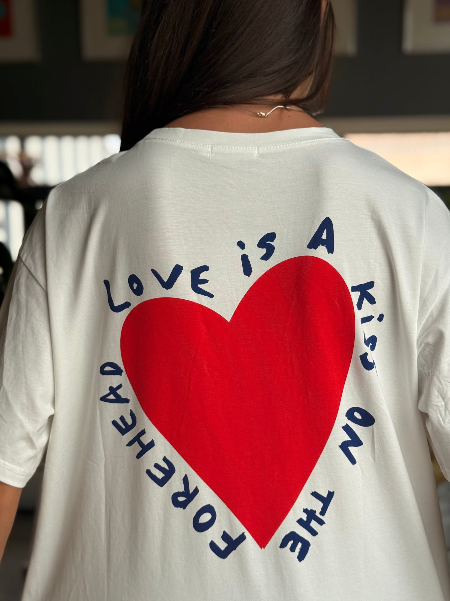 T-shirt ample imprimé cœur – 100 % coton