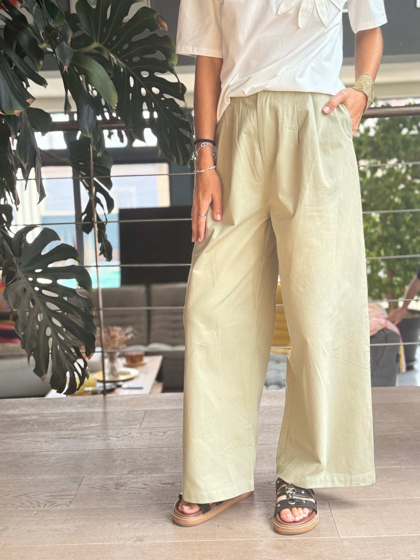 Pantalon kaki oversize – 100 % coton