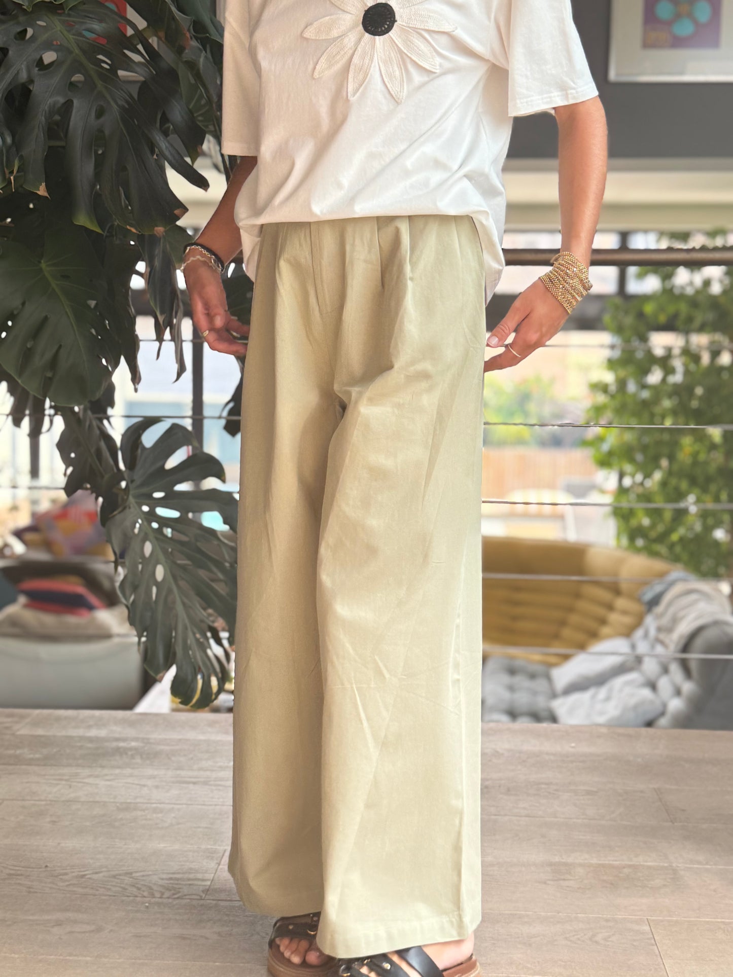 Pantalon kaki oversize – 100 % coton