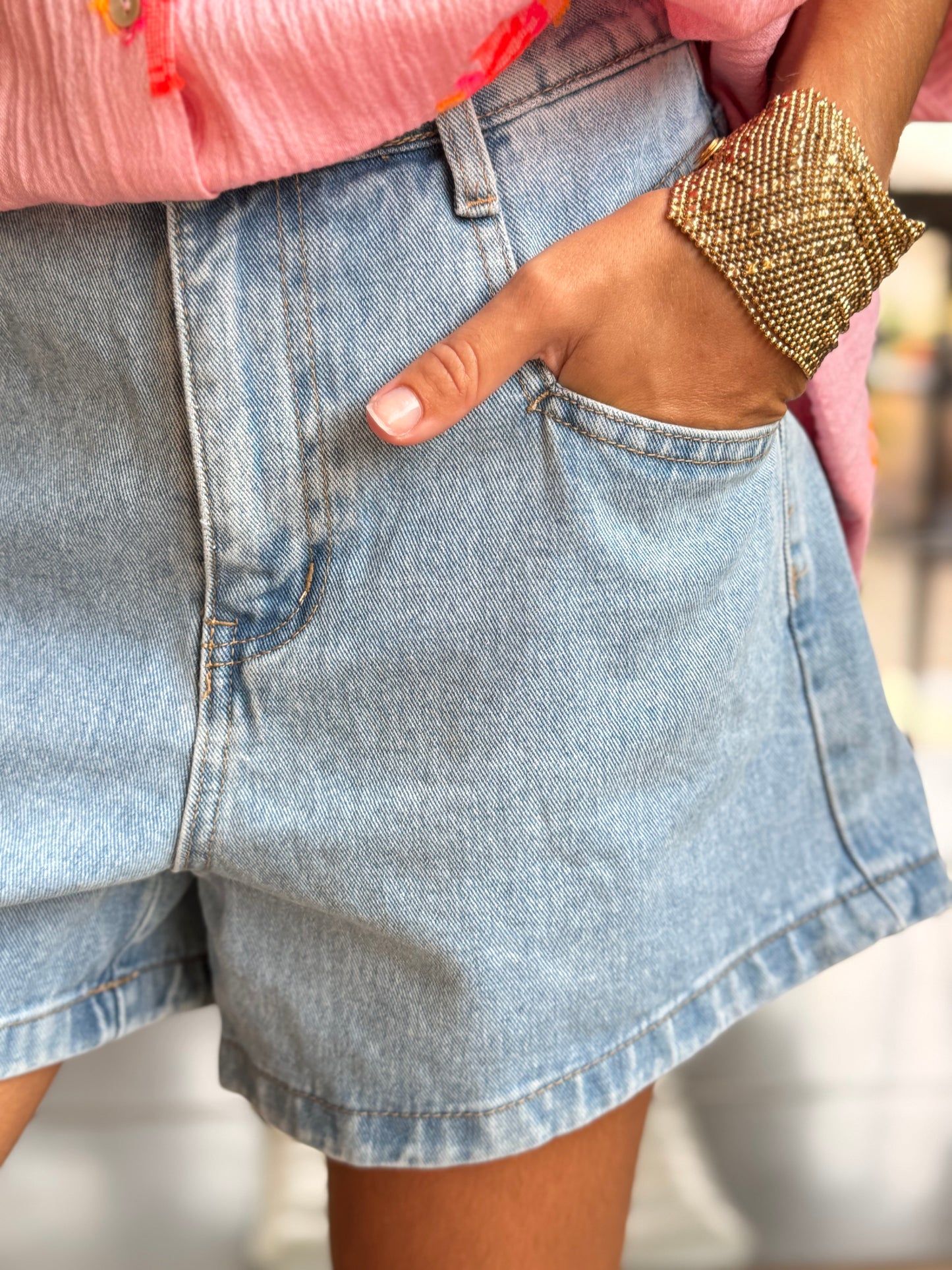 Short en jean bleu clair – 100 % coton